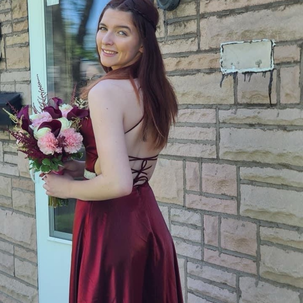 Elegant Burgundy Satin Dress